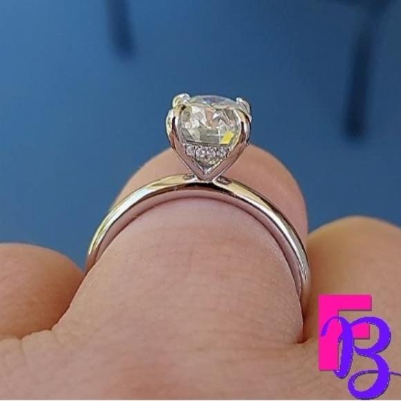 2 CT Moissanite Oval Engagement Ring Anniversary Birthday Gift - Picture 9 of 17